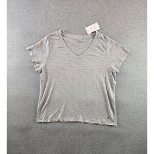 Erin Gray Shirt Womens XL Gray 100% Pima Cotton V Neck Short‎ Sleeve Tee NWT